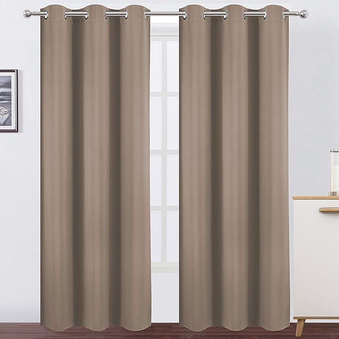 LEMOMO Cappuccino Thermal Blackout Curtains/42 x 84 Inch/Set of 2 Panels Room Darkening Curtains for Bedroom