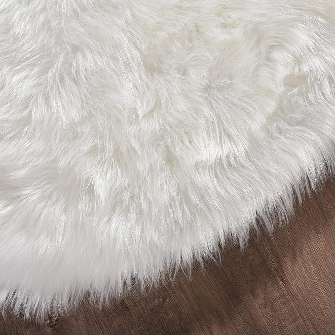Goolela White Area Rug 5x7 Fluffy Fuzzy Furry Sheepskin Rug for Bedroom Living Room Faux Fur Shaggy Soft Washable Rectangle
