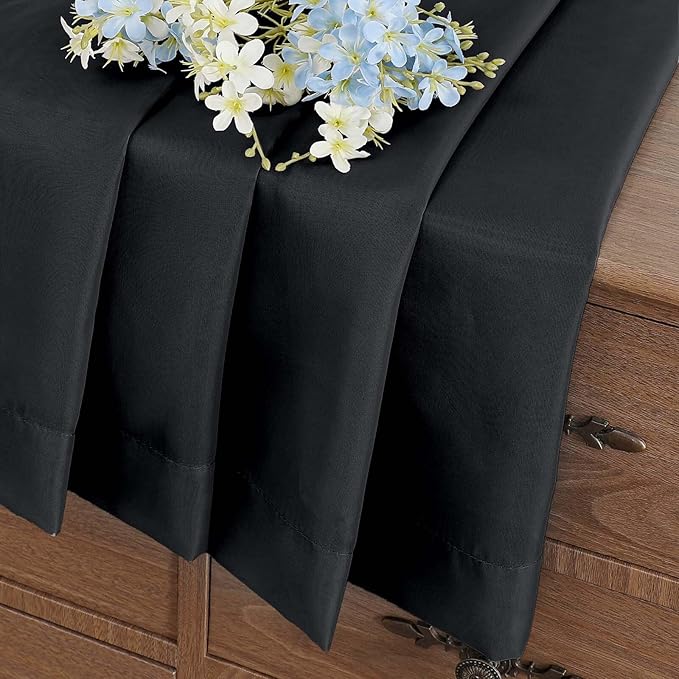 Halloween Black Window Sheer Curtains 45 Inches Length, Voile Short Curtains for Living Room Bedroom, Modern Soft Window Drapes 2 Panels, Top Dual Rod Pocket Design, 2x42Wx45L Inches