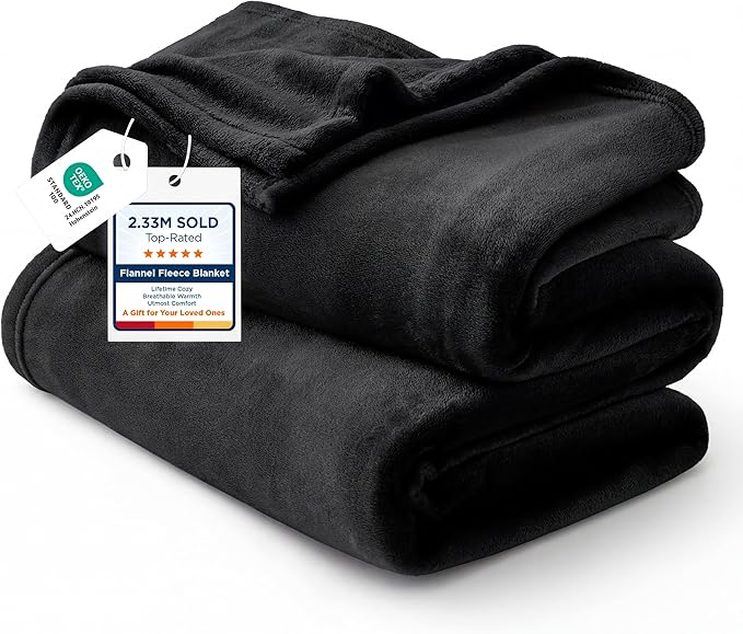 Bedsure GentleSoft Fleece Blankets Queen Size Black - Bed Blanket Soft Lightweight Plush Fuzzy Cozy Luxury Microfiber, 90x90 inches