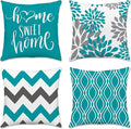 Hexagram Geometric Teal Pillow Covers 18x18 Set of 4, Decorative Outdoor Boho Modern Throw Pillow Covers, Home Sweet Home Farmhouse Cushion Case for Couch Sofa Bedroom Indoor Decor(No Insert)
