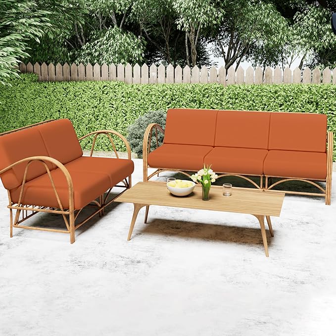 Smiry Printed Couch Cushion Covers, Stretch Soft Couch Covers for Sofa, Washable Non-Slip Sofa Slipcover Furniture Protector for Indoor and Outdoor (1 Pack, Rust)