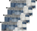 Emvency 4 Pack Valances Window Treatments, Blue and Grey Abstract Modern Art Blackout Drapes Adjustable Curtain for Windows Living Room Kitchen Over Sink, 52x18 Inch Rod Pocket Valances