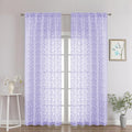Chyhomenyc Light Purple Sheer Curtains 90 Inch Length 2 Panels Set, Light Filtering Tufted Textured Soft Airy Rod Pocket Gentle Leaf Window Treatment Drapes for Bedroom Living Room, 52" Wx90 L, 2PCS