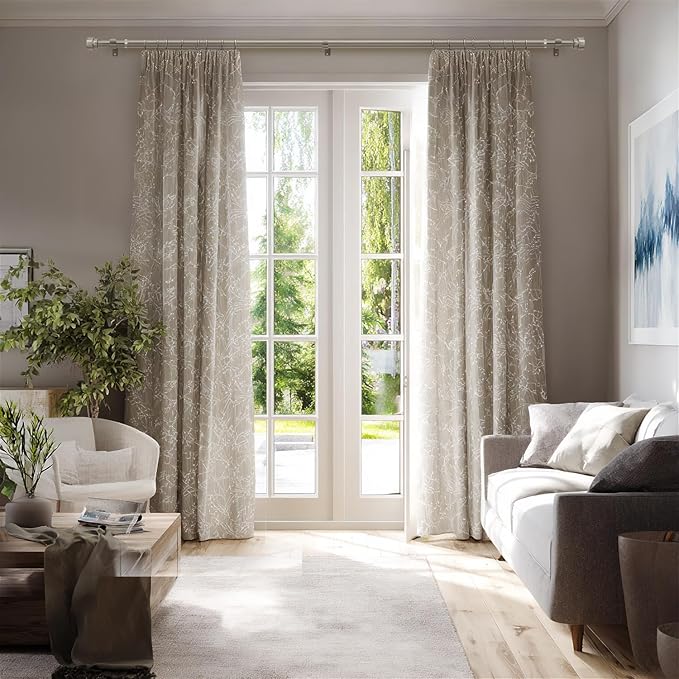 Lootkell Modern Brushed Nickel Curtain Rods for Windows 72 to 144 Adjustable Length Heavy Duty 1" Diameter Window Curtain Rod with Solid Metal Finials for Outdoor Farmhouse Bedroom Kitchen Living Room