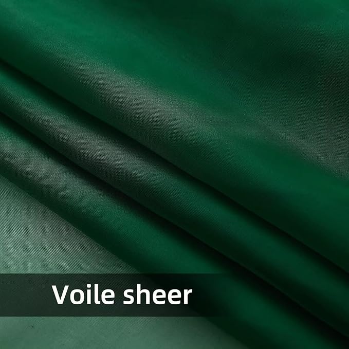 youleyar Solid Sheer Rod Pocket Curtain Voile Draperies 2 Panels White Beige Black Ivory Grey 26 Inch Width 40 Inch Long 1 Pair for Kitchen Bedroom Children Living Room Yard(Foliage Green,26W x 40L)