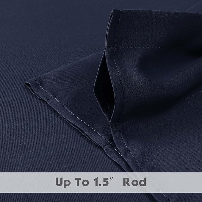 Chyhomenyc Navy Blue Valances for Window, Room Darkening Short Curtains for Kitchen Bedroom Living Room, Rod Pocket Top Small Window Treatment Valance RV Bunk Panels, 40" Wx18 L, 2 Pieces