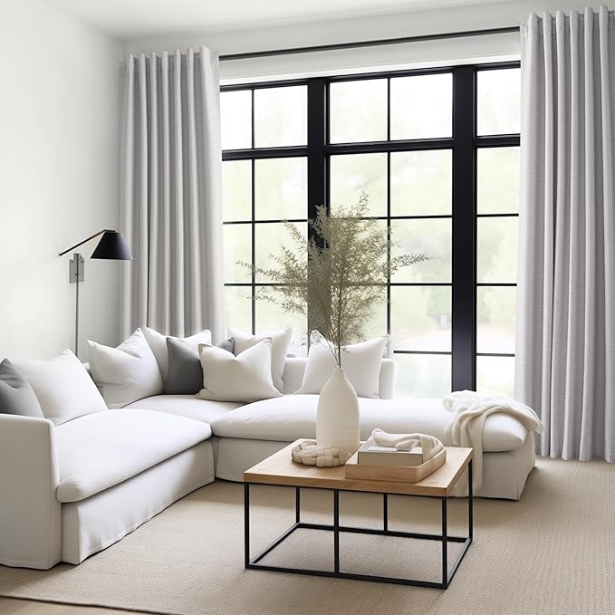 Topfinel 100 Inch Long Black Out Custom Drapery Panels, Light Grey Blackout Curtains, Nursery Kids Insulated Heat Blocking Sound Block Tab Top Rod Pocket Curtains for Patio Bay Window Winter