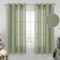 LAMIT Sheer Linen Curtains 63 inches Long for Bedroom, Bronze Grommet Linen Drapes Light Filtering Semi Sheer Curtains for Small Window/Farmhouse, 2 Panels (52 x 63 Inch, Sage Green)