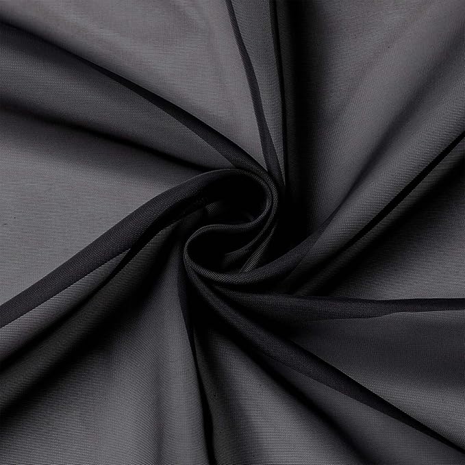 Extra Long Black Sheer Curtains for Bedroom Living Room 108 Inches Long 2 Panels Set, Solid Soft Light Filtering Rod Pocket Sheer Window Curtains, Black, Each 59" Wx108 L Inch