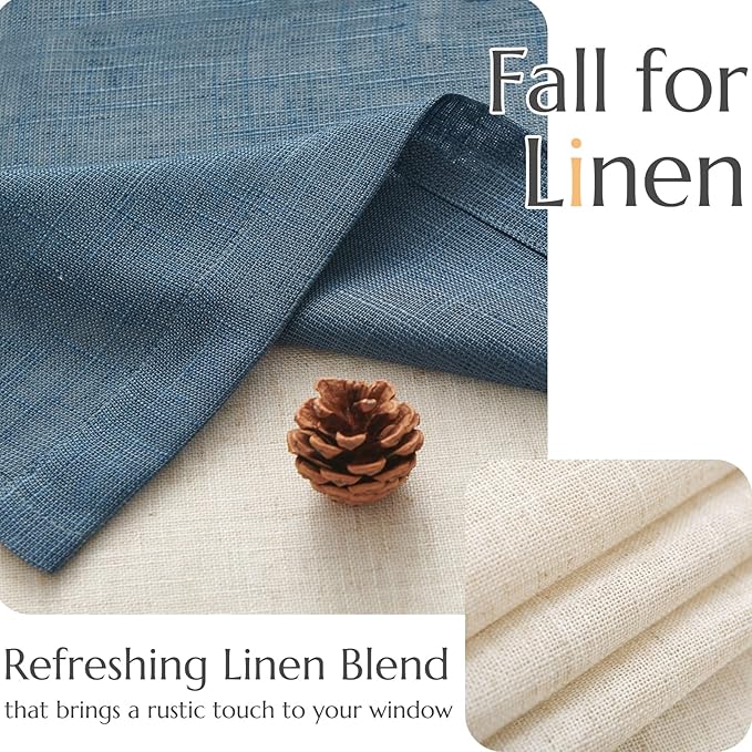 jinchan Linen Valance for Farmhouse Living Room Windows 16 Inch Slubbed Crossed Double Layer Window Valance Light Filtering Rustic Country Overlay Rod Pocket 1 Panel Navy Blue