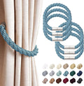 NICEEC 6 Pack Strong Magnetic Curtain Tiebacks Modern Simple Style Drape Tie Backs Convenient Decorative Weave Rope Curtain Holdbacks for Thin or Thick Home & Office Window Draperies (Teal)