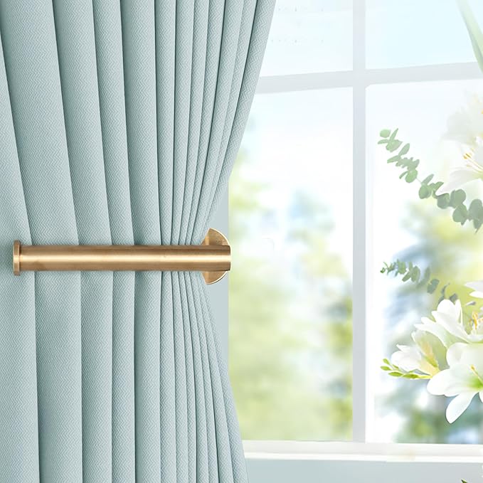 Groleca Adhesive Curtain Holdbacks - 4 Pack No Drill Tie Backs Hooks for Drapes, Damage-Free Wall Mounted Curtain Holders with Strong Adhesive (4, Gold)