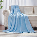 JIAHANNHA Flannel Fleece Ice Blue Blanket Throw Size(50 by 60 Inches),Light Blue Throw Blanket for Couch Sofa Bed,Super Soft Plush Cozy and Lightweight Warm Bed Blanket for All Season