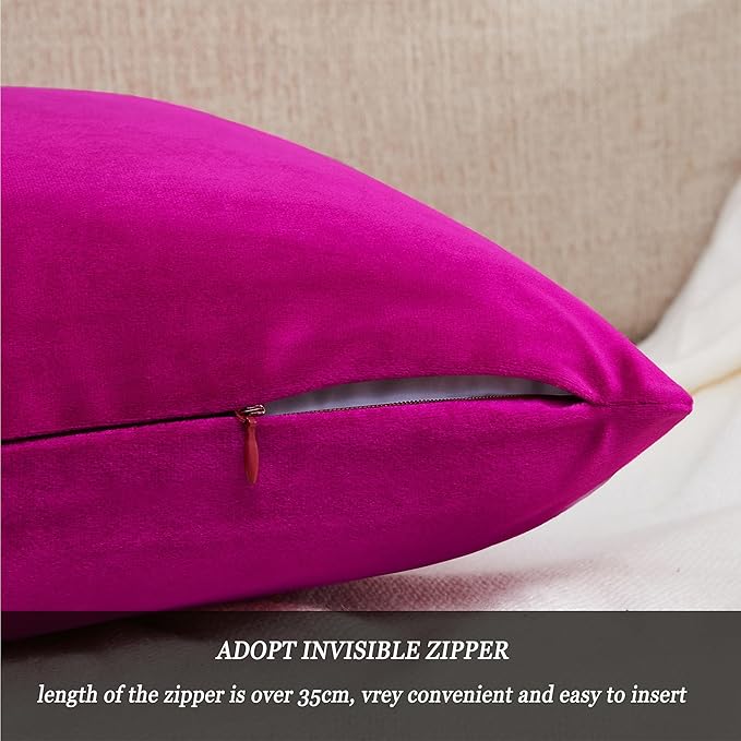 GIGIZAZA Hot Pink Pillow Covers 16x16 Throw Pillows Velvet Decorative Sofa Couch Pillow Covers Bedroom Cushion Pillowcase
