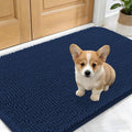 OLANLY Dog Door Mat for Muddy Paws 24x16, Absorbs Moisture and Dirt, Absorbent Non-Slip Washable Doormat, Quick Dry Chenille Mud Mat for Dogs, Entry Indoor Entryway Carpet for Inside Floor, Dark Blue