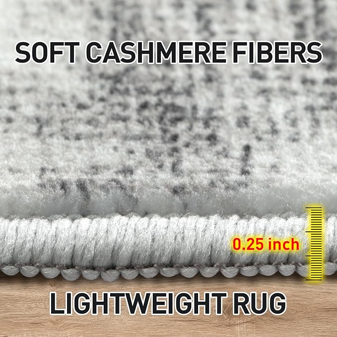 5x7 Area Rugs Washable Rug: Modern Abstract Living Room Rug Soft Anti-Skid Thin Carpet Indoor Floor Non-Shedding Carpets for Bedroom Dining Room Farmhouse Nursery Home Office - Black Grey