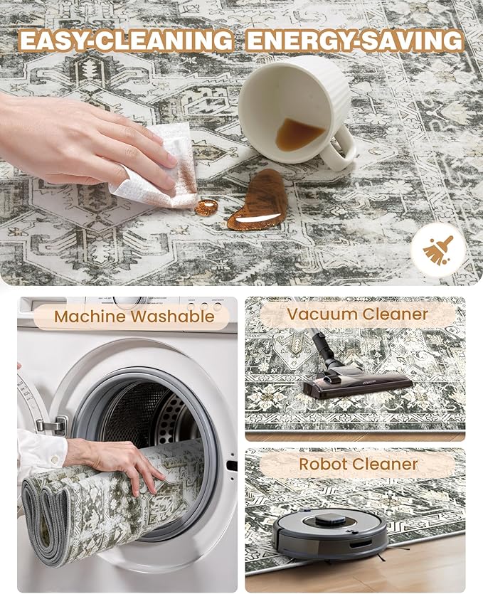 Kitchen Runner Rug Non Slip Washable 2.5x10, Soft Ultra-Thin Entryway Rug Runners for Hallways, Carpet Runner for Living Room,Kitchen, Laundry, Bathroom(Grey/Beige,2.5'x10')