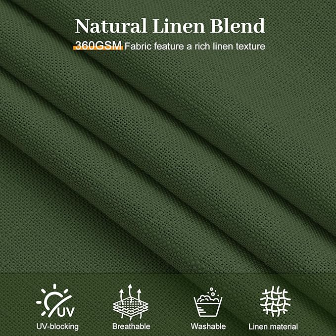 IVAPUPU Pinch Pleated Curtains 90 Inch Length 2 Panels for Living Room, Light Filtering Linen Blend Semi Sheer Pleated Curtain with Rings Modern Back Tab Drapes for Bedroom Office, 40x90, Olive Green