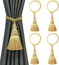 Fenghuangwu 4 Pack Curtain Tie Backs Rope Tassels for Curtains Drape tiebacks Handmade Outdoor Home and Outdoor Decorative (Gold, 4p)