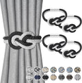 NICEEC 4 Pack Mini Magnetic Curtain Tiebacks Nordic Simple Style Drape Tie Backs Elegant Hand Weave Rope Knot Decorative Curtain Holdbacks for Home & Office Thin Window Drapery (Black & White)
