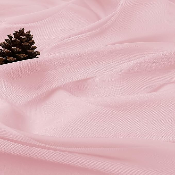 OVZME Blush Pink Bedroom Curtains 96 Length for Farmhouse, 59 Inch Extra Wide Light Filtering Voile Drapes Light Airy Window Decor for Patio Door Living Room Bedroom Dining, 59Wx96L Inches