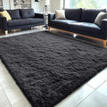 OLANLY 5x12 Machine Washable Large Area Rugs for Living Room, Bedroom, Soft Fluffy Shaggy Bedside Rug, Indoor Floor Carpet for Kids Girls and Boys, Dorms, Nursery, Home Decor Aesthetic, Black
