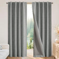 Joydeco Blackout Curtains for Bedroom - 100% Light Blocking 2 Panels Light Grey Drapes 42" W x 72" L, Thermal Insulated Room Darkening Curtains, Linen Textured for Living Room, Rod Pocket & Back Tabs
