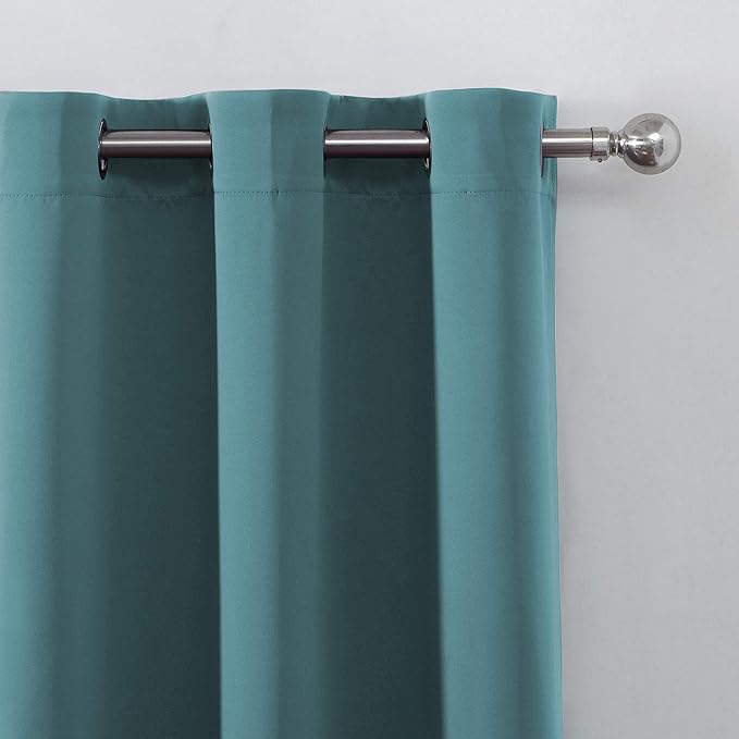LEMOMO Blackout Curtains 52 x 45 inch/Sea Teal Curtains Set of 2 Panels/Thermal Insulated Room Darkening Bedroom Curtains