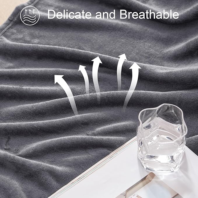 Exclusivo Mezcla Fleece Blankets Queen Size for Bed, Super Soft and Warm, All Season, Cozy, Plush, Lightweight, 90x90 Inches, Dark Grey
