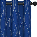 Deconovo Blackout Curtains, 42 x 63 Inch Drapes for Living Room with Wave Dots Silver Print, Soundproof Thermal Insulated Window Curtain for Bedroom Nursery, Set of 2, Machine Washable, Royal Blue