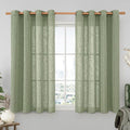LAMIT Semi Sheer Linen Curtains 54 Inch Long 2 Panels, Sage Green Light Filtering Panels Bronze Grommet Linen Textured Christams Window Drapes for Kitchen/Windows/Bedroom, 52 x 54 Inch