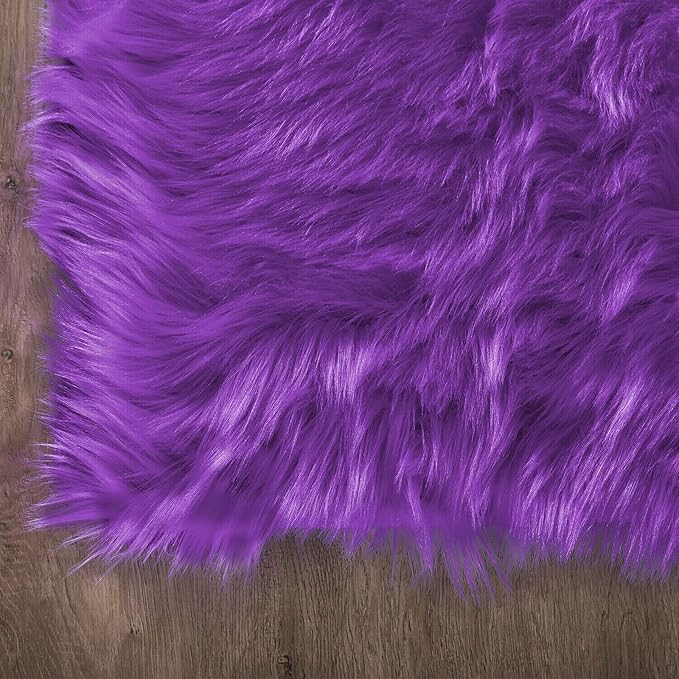Latepis Round Fluffy Rug 5ft Purple Circle Rugs for Living Room Faux Sheepskin Furry Fur Rugs for Bedroom Boho Washable Room Rug Teen Room Décor