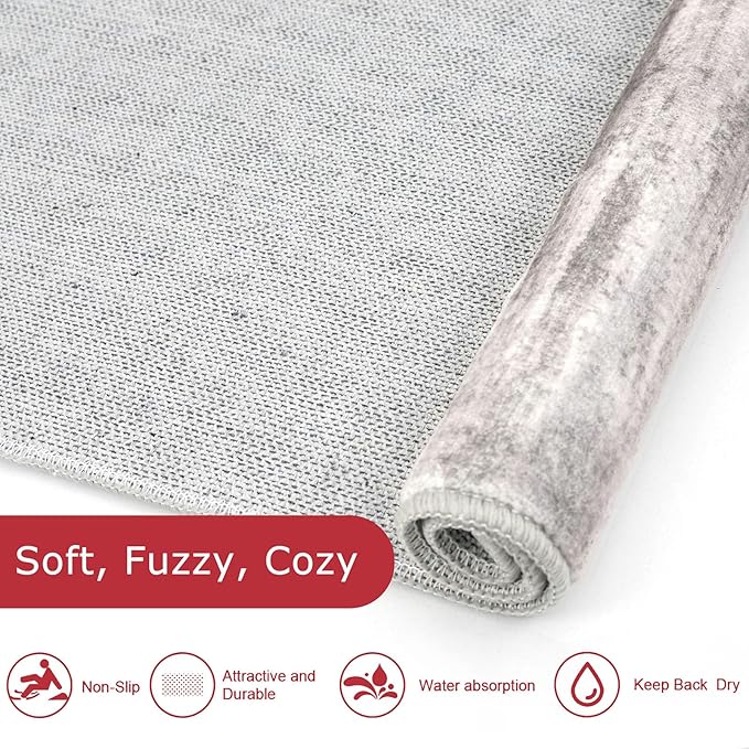KOZYFLY 4x6 Area Rug Modern Abstract Washable Large Rugs for Entryway Non-Slip Soft Living Room Rug, Print Grey/Light Beige/Brown Throw Rugs Indoor Mat for High-Traffic Door Entrance