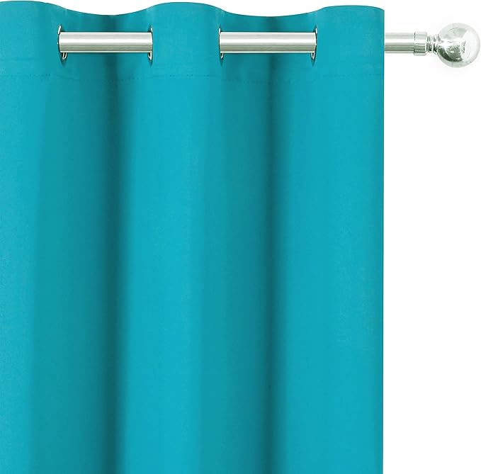 LEMOMO Teal/Turquoise Blackout Curtains/42 x 63 Inch Length Kids Curtains/Set of 2 Panels Grommet Bedroom Curtains for Living Room
