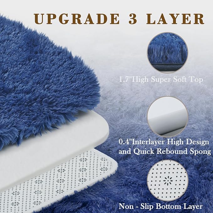 Area Rugs 9x12 Living Room, Shaggy Carpet Soft Plush Furry Bedside Rug Large Area Rugs for Bedroom Kids Girls Boys Home Decor Anti Slip(9 x 12, Royal Blue)