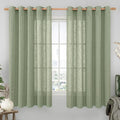 LAMIT Sheer Linen Curtains 63 inches Long for Bedroom, Bronze Grommet Linen Drapes Light Filtering Semi Sheer Curtains for Small Window/Farmhouse, 2 Panels (60 x 63 Inch, Sage Green)