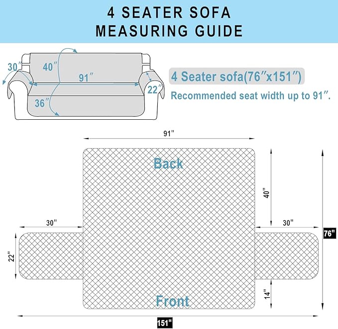 Reversible Oversized Sofa Covers Couch Cover Furniture Protector for Dogs Elastic Straps Water Resistant(XLSofa,Beige/Beige)