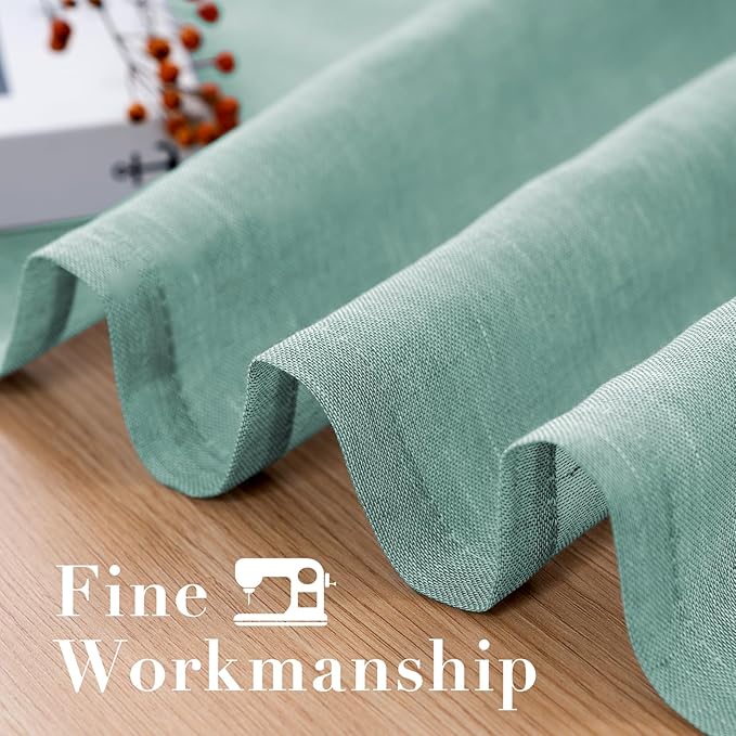 H.VERSAILTEX Linen Curtains Nickel Grommet Natural Linen Semi-Sheer Curtains 2 Panels Privacy Added Premium Soft Rich Material Drapes for Bedroom/Livingroom - 52x72 - Inch - Sea Mist