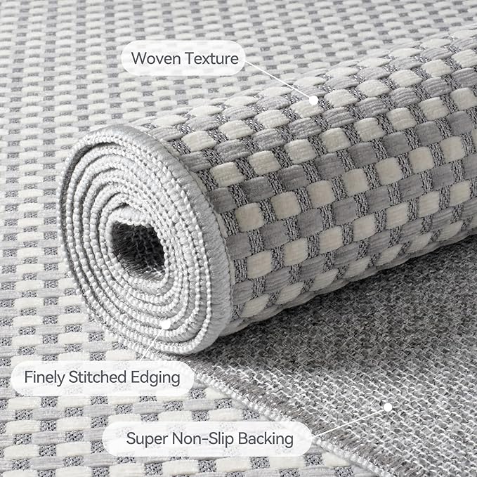 YDKGL 2x3 ft Indoor Door Mat Entryway Rug Non Slip Woven Washable Area Rugs Kitchen Mats for Floor, Front Entry Rug Entrance Doormat for Hall Porch Bathroom Kitchen Bedroom, Easy Clean, Gray 24"x36"