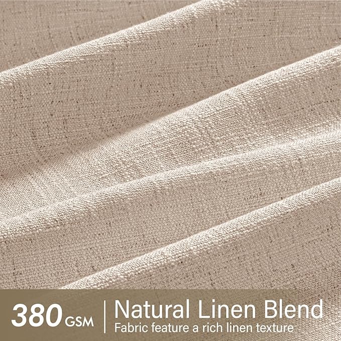 MIULEE Pinch Pleated Thick Linen Curtains 90 Inches Long 2 Panels for Living Room Bedroom, Linen Textured Memory Trained Pleat Drapes Back Tab Light Filtering Sand Beige Window Curtains with Hooks