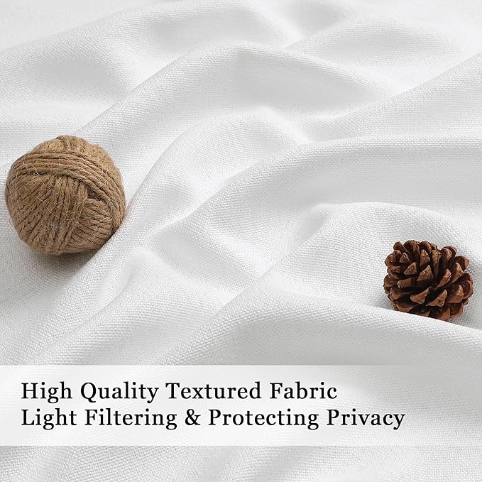 OWENIE White Valances for Windows 1 Pcs, Light Filtering Textured Farmhouse Short Small Valance Curtains for Bathroom Basement Living Room Bedroom, Rod Pocket Half Curtains Over Sink, 52Wx14L Inch