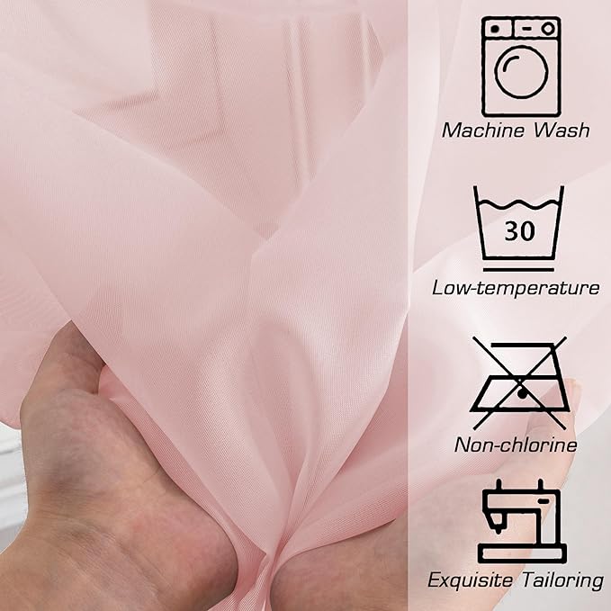 Simplebrand Blush Sheer Curtains 63 Inch Length 2 Panels, Rod Pocket Solid Color Window Sheer Curtain Panels, Elegant Curtains & Drapes for Living Room, Bedroom 2 Panels (42" W x 63" L)