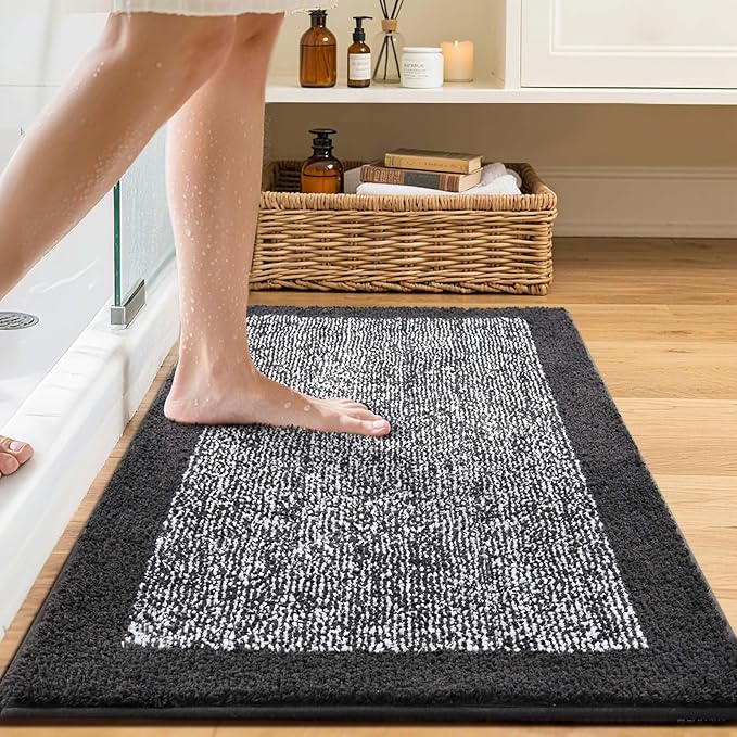 Bathroom Rugs 30x20 Non Slip Washable, Dark Blue Bath Mat for Bathroom Floor Tub, Soft Absorbent Quick Dry Mats for Shower, Bathtub,Home Decor