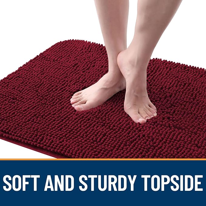 OLANLY Dog Door Mat for Muddy Paws 35x24, Absorbs Moisture and Dirt, Absorbent Non-Slip Washable Doormat, Quick Dry Chenille Mud Mat for Dogs, Entry Indoor Entryway Carpet for Inside Floor, Burgundy