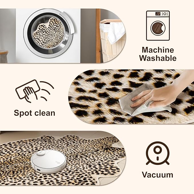 Cheetah Print Rug, Leopard Rug 5.2x7 Faux Animal Print Skin Cheetah Area Rug for Bedroom Living Room Animal Fur Hide Rustic Antelope Multicolor