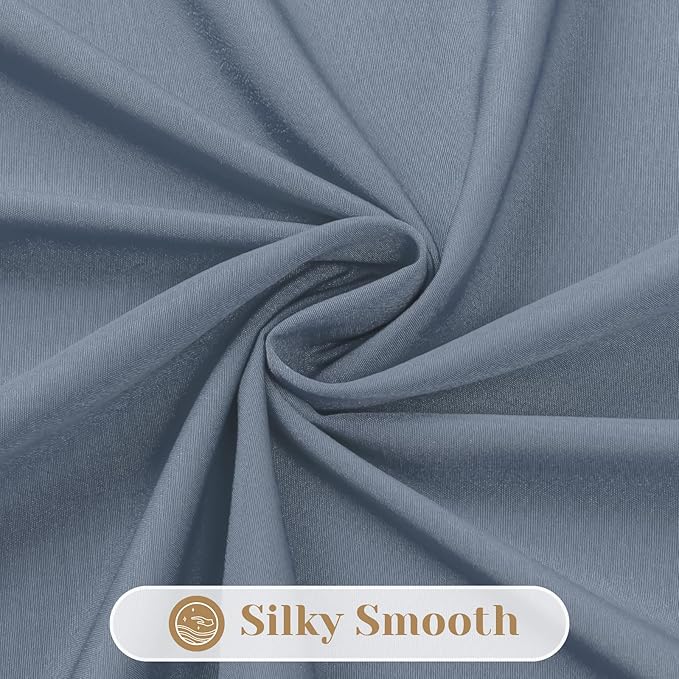 HOMEIDEAS Non-See-Through Stone Blue Privacy Sheer Kitchen Curtains, 30 X 24 Inches Long 2 Panels Short Sheer Curtains Light Filtering Bathroom Window Drapes for Bedroom Living Room