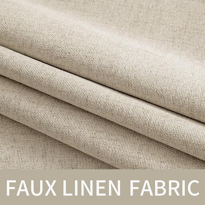 MIULEE 100% Blackout Linen Curtains for Bedroom Thermal Insulated Stone Grommet Room Darkening Curtains & Drapes Fall Decor for Living Room Nursery 52 x 96 Inch (2 Panels)