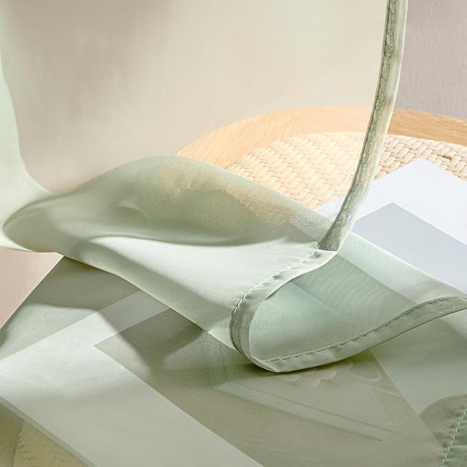 MIULEE Sage Green Sheer Curtains 63 Inches Long, 4 Panels Set, Light Filtering Rod Pocket Voile Drapes Window Treatments, Semi Transparent Airy Fabric for Bedroom and Living Room, 42 x 63 Inches