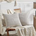 Fancy Homi 2 Packs Neutral Grey Decorative Throw Pillow Covers 20x20 Inch for Living Room Couch Bed Sofa, Farmhouse Boho Home Decor, Soft Corss Corduroy Patchwork Accent Square Cushion Case 50x50 cm